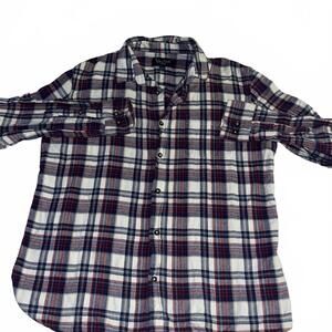 Visitor Men's Large Plaid Button-Up Shirt Men’s Casual Dress Shirt 100% Cotton
